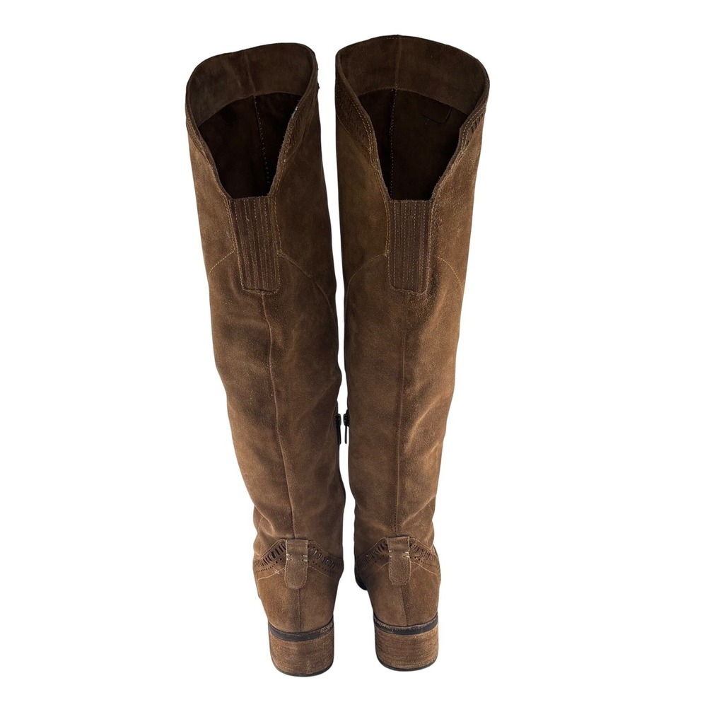 Vince Camuto Brown Suede Tall Riding Boots Sz 10 M Leather Equestrian Western - Picture 8 of 16